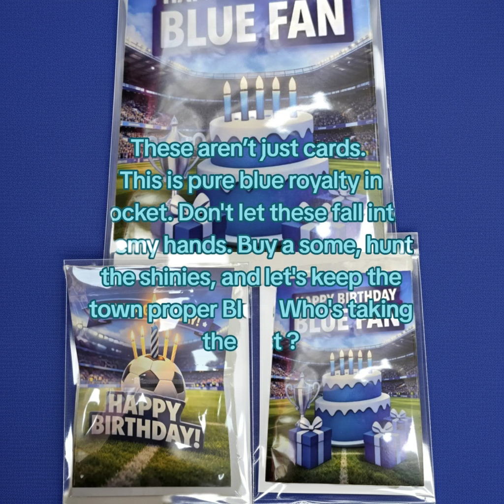 Musical Birthday Card for Blue Football Fans — Replaceable Battery (EU 2027 Compliant)