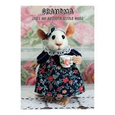 Tiny Squee Mousies Card - Grandma - Just An Antique Little Girl