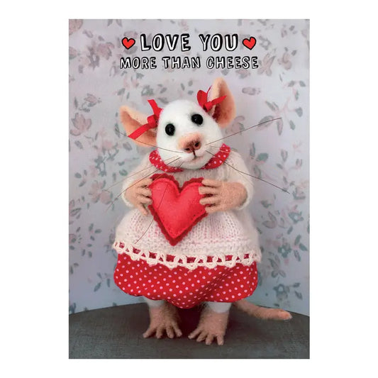 Tiny Squee Mousies Card - Love You More Than Cheese