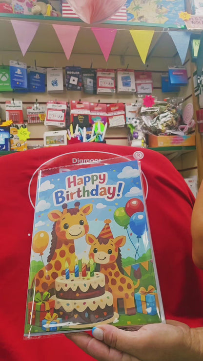 Musical Birthday Card for Children — Pop-Up Light & Sound, Replaceable Battery (EU 2027 Compliant)