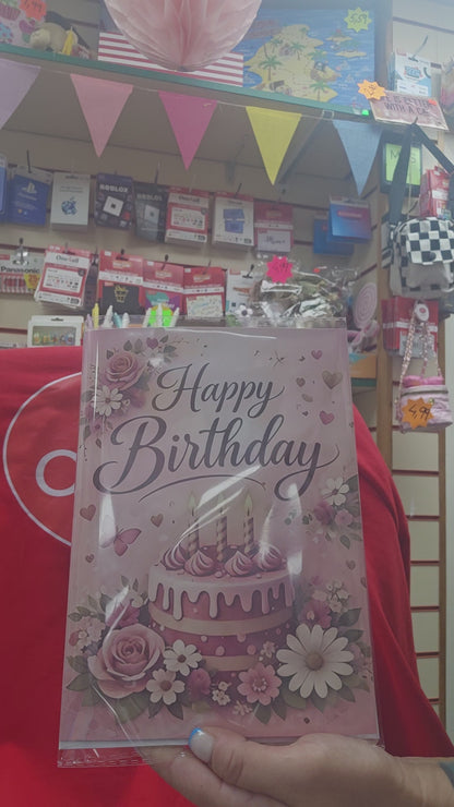 Premium Musical Birthday Card — 3D Pop-Up Cake, Light & Blow-Out Effect, Replaceable Battery