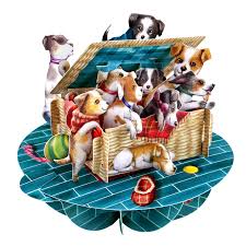 Pirouettes Card - Puppies In A Basket