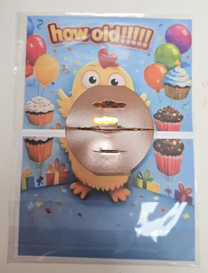 Musical Birthday Card Funny Novelty Humour ,Music and  Blow Out Pop Up Candle