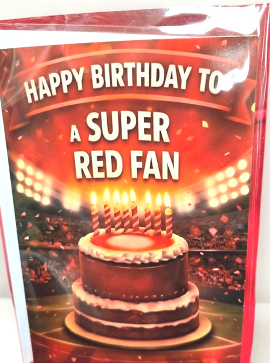 Musical Birthday Card for Red Football Fans — Replaceable Battery (EU 2027 Compliant)